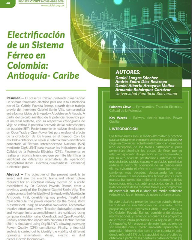 Electrificación de un sistema férreo en Colombia: Antioquía- caribe ial