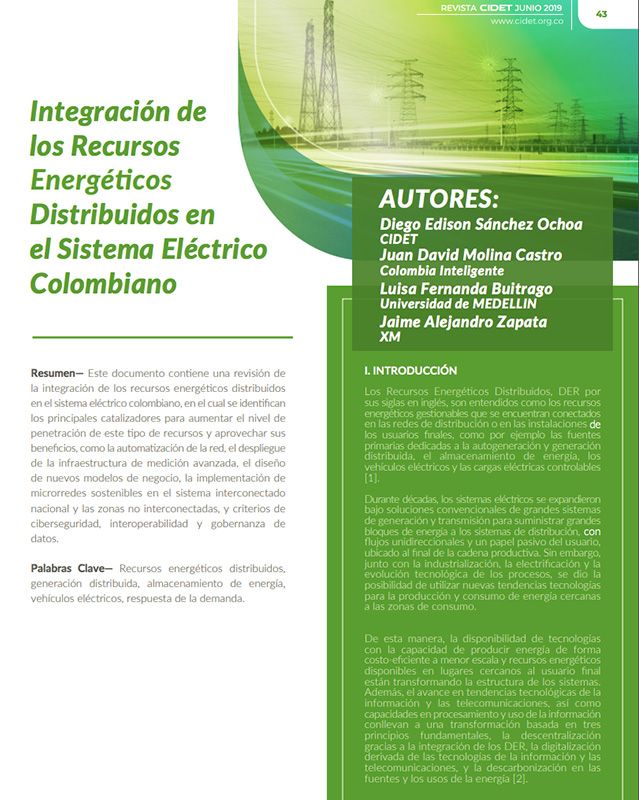 INTEGRACIÓN DE LOS RECURSOS ENERGÉTICOS DISTRIBUIDOS EN EL SISTEMA ELÉCTRICO COLOMBIANO